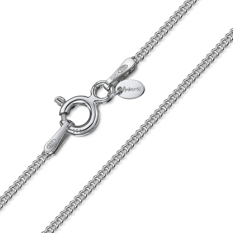 Amberta Children 925 Sterling Silver Chain Necklace (14 inch - 4 to 12 Years Old): Silver 1.3mm Curb Chain - Image 1